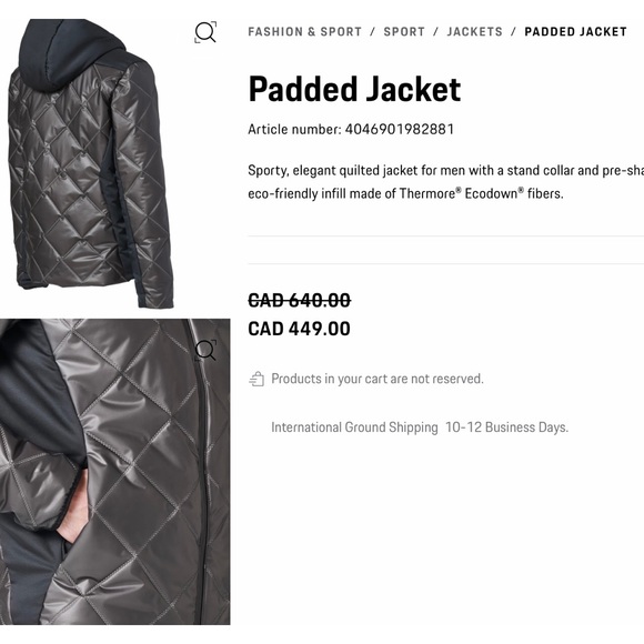 Porsche Design Men’s Padded Jacket - Picture 15 of 15